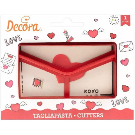 Tagliapasta dolci messaggi Decora: taglia biscotti in plastica busta per lettere 11,2x6xh2,2 cm Tagliapasta dolci messaggi Decora: taglia biscotti in plastica busta per lettere 11,2x6xh2,2 cm