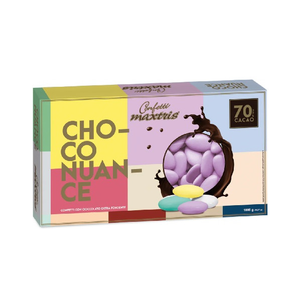 Choco Nuance Lilla Maxtris: confetti cioccolato fondente al 70% color nuance lilla da 1 Kg