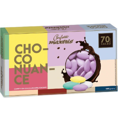 Choco Nuance Lilla Maxtris: confetti cioccolato fondente al 70% color nuance lilla da 1 Kg