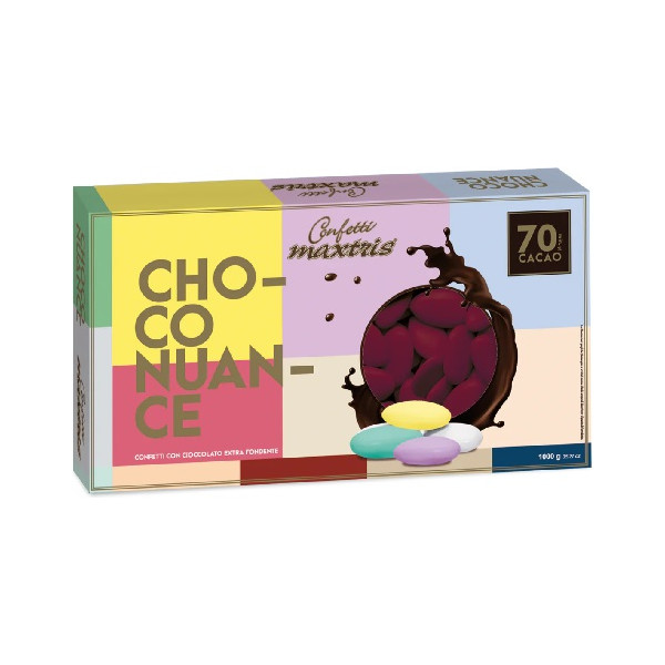 Choco Nuance Bordeaux Maxtris 1 Kg: confetti bordò pastello al cioccolato fondente 70%