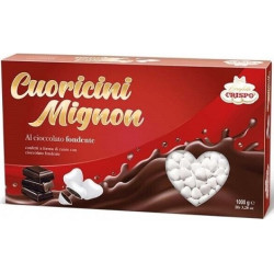Cuoricini mignon bianchi Crispo: confetti bianchi piccoli cuori al cioccolato fondente 1Kg