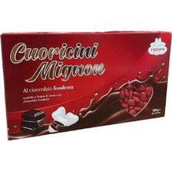 Cuoricini mignon rosso Crispo 1 Kg: confetti rossi a forma piccoli cuori di cioccolato fondente