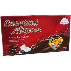 Cuoricini mignon assortiti Crispo 1 Kg: confetti colorati a forma piccoli cuori di cioccolato fondente