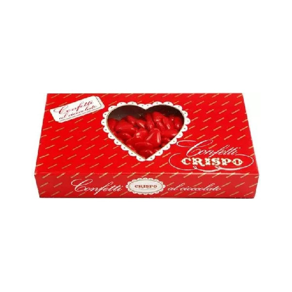 Amorini rosso Crispo 1 Kg: confetti rossi a forma di cuori di cioccolato fondente