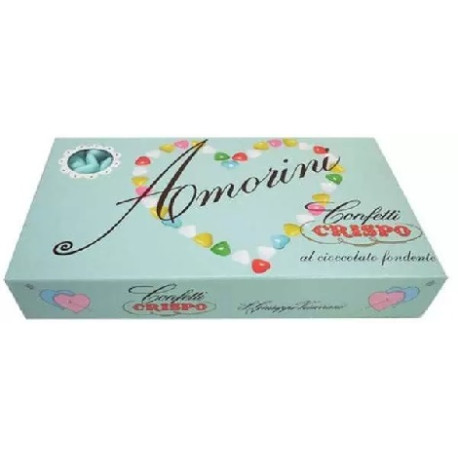 Confetti cuore Amorini celeste 1Kg Crsipo: cuore di cioccolato fondente e confettato da Crispo Confetti cuore Amorini celeste 1Kg Crsipo: cuore di cioccolato fondente e confettato da Crispo