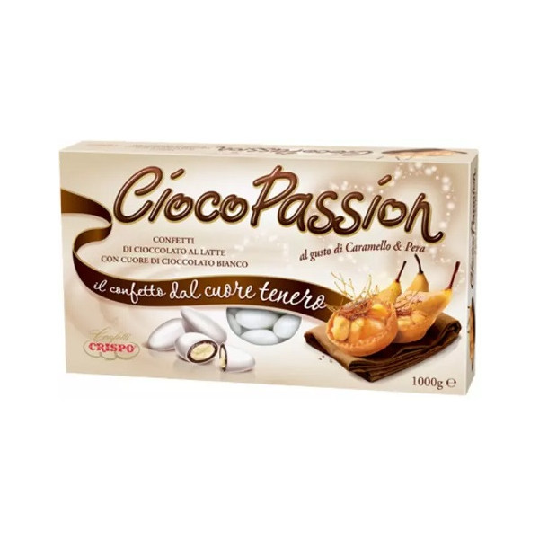 Ciocopassion caramello e pere Crispo: 1 Kg di confetti bianchi ideali per confettata