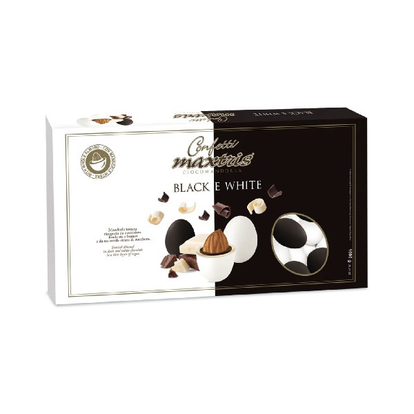 Maxtris classico black & white: 1 Kg di confetti bianchi e neri ideali per confettata