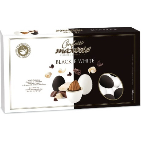 Maxtris classico black & white: 1 Kg di confetti bianchi e neri ideali per confettata Maxtris classico black & white: 1 Kg di confetti bianchi e neri ideali per confettata
