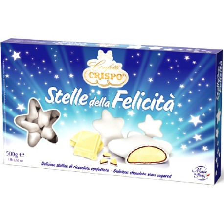 Stelle della Felicità Bianche Perlate Crispo: 500 g di confetti bianchi ideali per confettata Stelle della Felicità Bianche Perlate Crispo: 500 g di confetti bianchi ideali per confettata