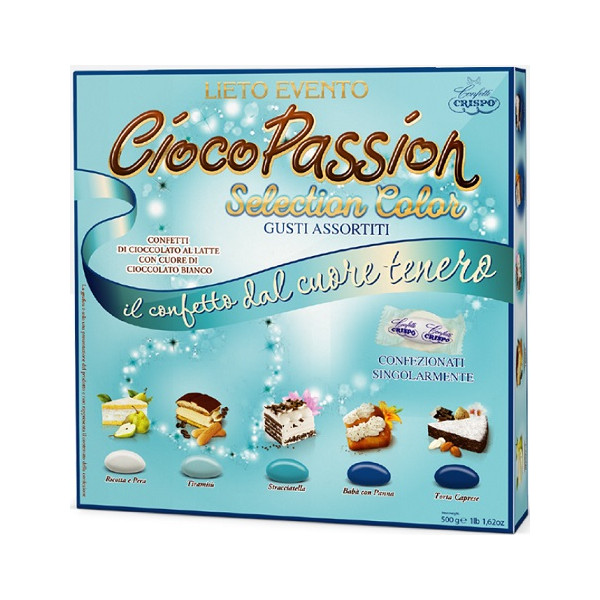 Ciocopassion Lieto Evento Selection Color celeste Crispo: 500 g di confetti celesti sfumati