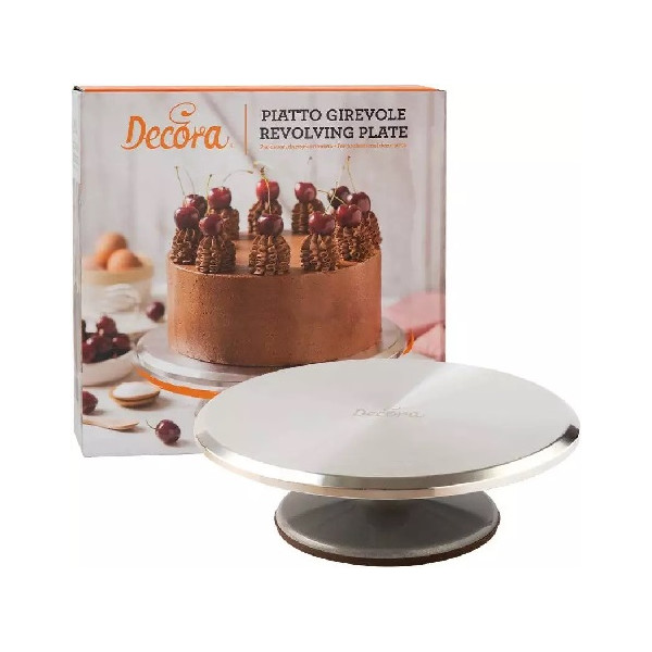 Piatto girevole in alluminio da Decora: girotorta antiscivolo di diametro 31 cm ed altezza 9,5 cm