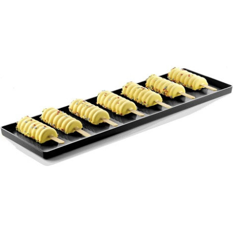 V Gel 03 nero Silikomart: set 2 vassoi neri in policarbonato ideali per gelati e monoporzioni 119x395,5xh13 mm