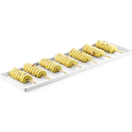 V Gel 03 bianco Silikomart: set 2 vassoi bianchi policarbonato ideali per gelati e monoporzioni 119x395,5xh13 mm V Gel 03 bianco Silikomart: set 2 vassoi bianchi policarbonato ideali per gelati e monoporzioni 119x395,5xh13 mm
