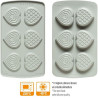 Duo Cuore Decora: coppia di stampi silicone con 6 cuori 6,8x6,3xh2,3 cm ideali per biscotto gelato