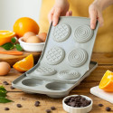 Duo Tondo Decora: coppia di stampi silicone con 6 dischi ø6,5xh2,3 cm ideali per biscotto gelato