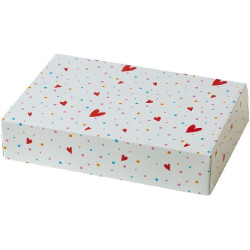 Scatola regalo rettangolare portadolci cuoricini Decora: box auto-montante in cartoncino 23x16xh5 cm