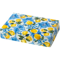 Scatola regalo rettangolare portadolci piastrella Amalfi Decora: box auto-montante in cartoncino 23x16xh5 cm