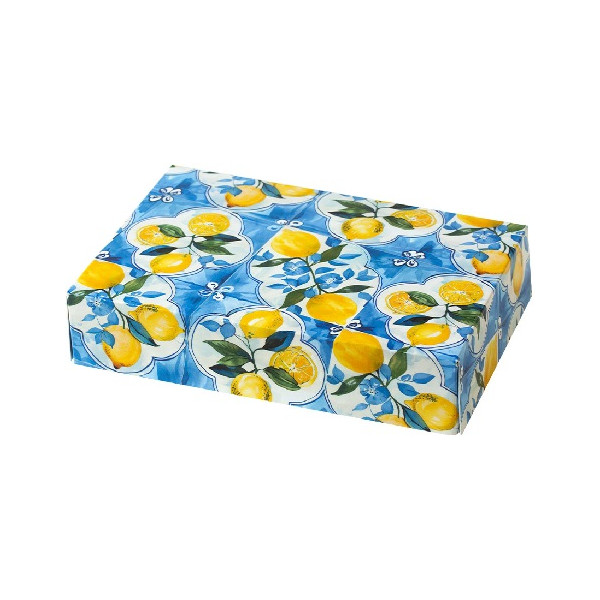 Scatola regalo rettangolare portadolci piastrella Amalfi Decora: box auto-montante in cartoncino 23x16xh5 cm