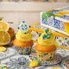 Scatola regalo rettangolare portadolci piastrella limoni Decora: box auto-montante in cartoncino 23x16xh5 cm Scatola regalo rettangolare portadolci piastrella limoni Decora: box auto-montante in cartoncino 23x16xh5 cm