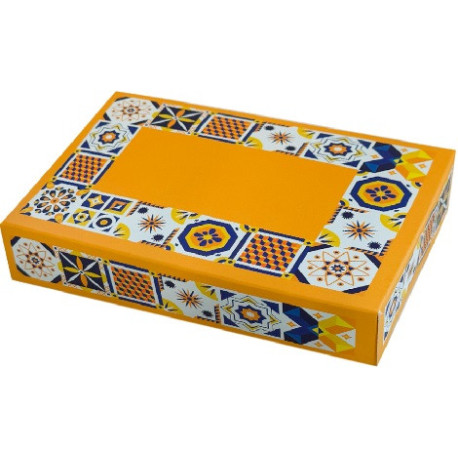 Scatola regalo rettangolare portadolci piastrelle modern Decora: box auto-montante in cartoncino 23x16xh5 cm