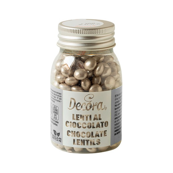 Mini lenti al cioccolato al latte argento da ø10 mm e 80 g di Decora