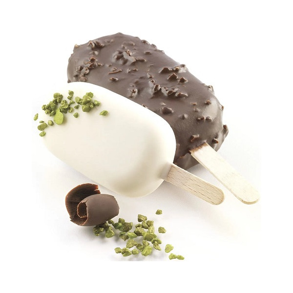 Classic Silikomart 16 Mini o 12 Mono gelati tipo Magnum: set 2 stampi in silicone su vassoio