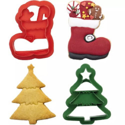 Tagliabiscotti Natalizi 'Albero di Natale e Scarpone da Neve' Decora | Set 2 Cutter in Plastica per Biscotti e Pasta di Zucchero