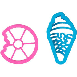 Set 2 tagliapasta in plastica 1 ciambella e 1 gelato a tema estivo Decora