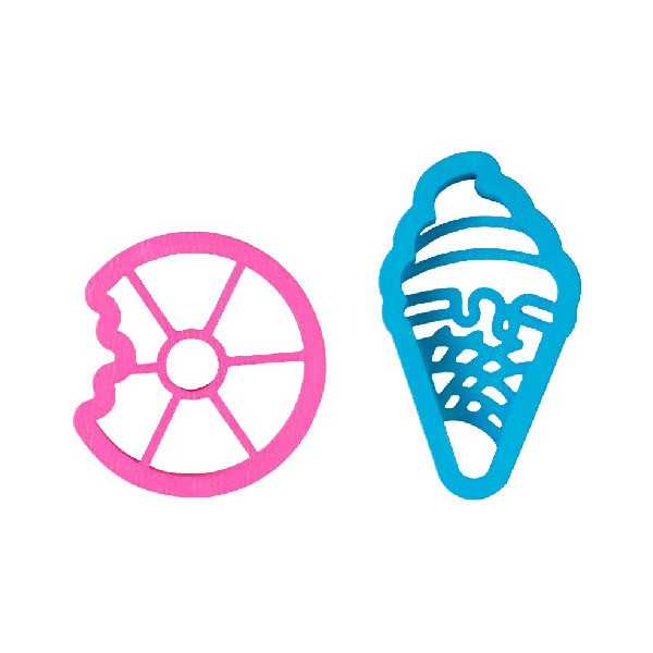 Set 2 tagliapasta in plastica 1 ciambella e 1 gelato a tema estivo Decora