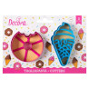 Set 2 tagliapasta in plastica 1 ciambella e 1 gelato a tema estivo Decora Set 2 tagliapasta in plastica 1 ciambella e 1 gelato a tema estivo Decora