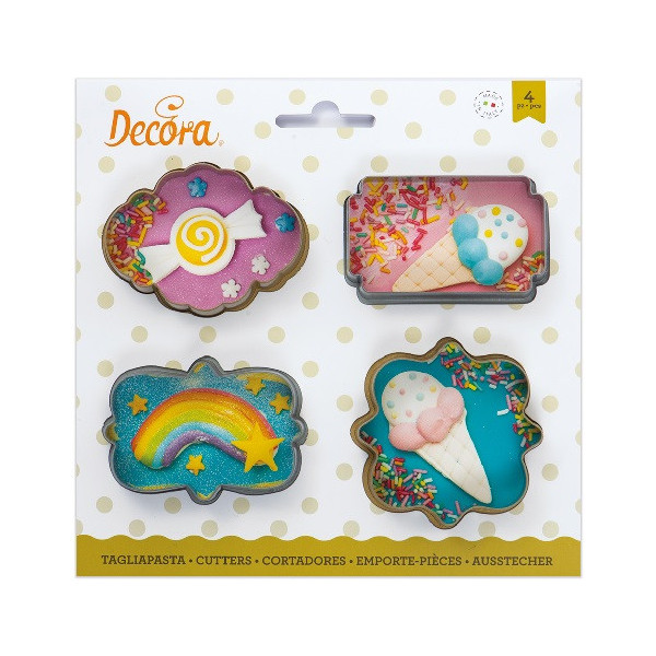 Mini tagliapasta cornici in plastica Decora set 4 taglia-biscotti