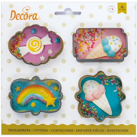 Mini tagliapasta cornici in plastica Decora set 4 taglia-biscotti