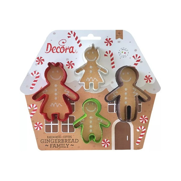 Gingerbread family Decora set 4 taglia biscotti la famiglia di pan di zenzero in plastica