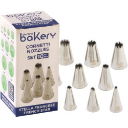 Set 10 cornetti stella francese in acciaio inox da ø4 a ø18 mm Decora