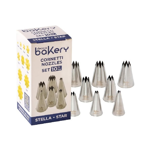 Set 10 cornetti stella in acciaio inox di ø4 a ø18 mm Decora