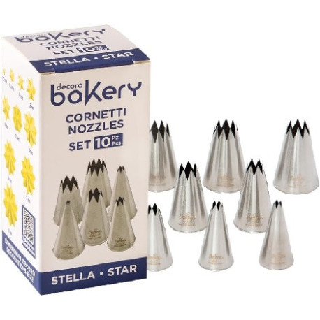 Set 10 cornetti stella in acciaio inox di ø4 a ø18 mm Decora