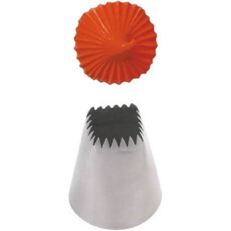 Bocchetta o cornetto speciale meringa a 24 denti, quadrato stretto, in acciaio inox da Decora Bocchetta o cornetto speciale meringa a 24 denti, quadrato stretto, in acciaio inox da Decora