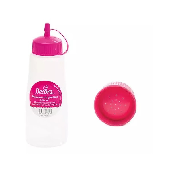 Kit Bottiglia dispenser 500 ml e tappo bucherellato annaffiatore per bagna in plastica da Decora