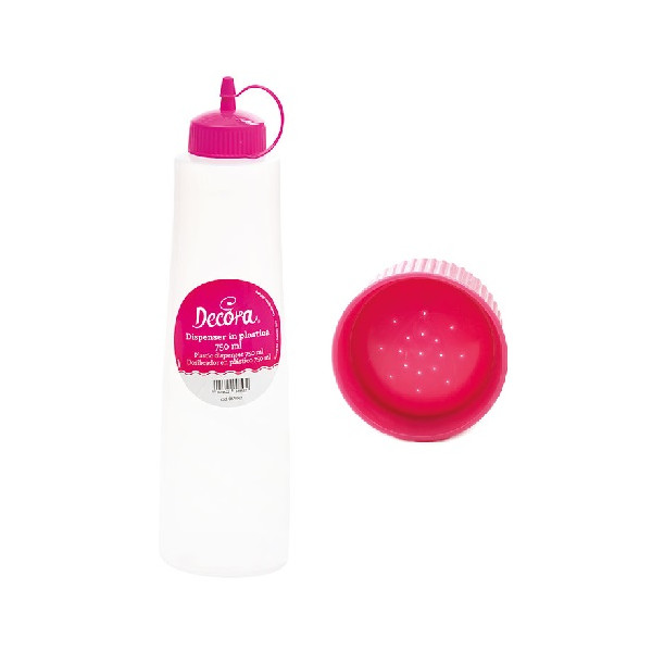 Kit Bottiglia dispenser 750 ml e tappo bucherellato annaffiatore per bagna in plastica da Decora