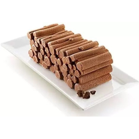 Foret Silikomart 2 stampi silicone grigio con supporto in plastica per pila di tronchi di legna 24x10xh8,2 cm