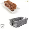 Foret Silikomart 2 stampi silicone grigio con supporto in plastica per pila di tronchi di legna 24x10xh8,2 cm Foret Silikomart 2 stampi silicone grigio con supporto in plastica per pila di tronchi di legna 24x10xh8,2 cm