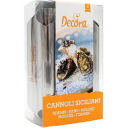 Decora Stampi Cannoli Siciliani in Acciaio (Ø2×H12cm) – Formine per Monoporzioni (6 Pz)