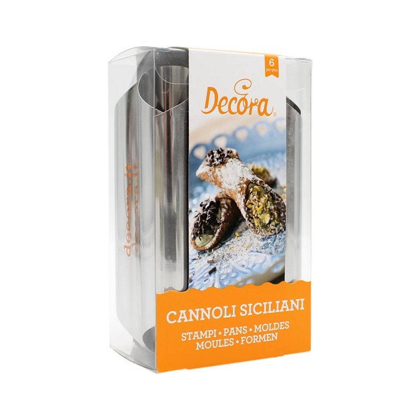 Stampi cannoli siciliani Decora in acciaio ø2xh12 cm confezione da 6 formine cannoli siciliani