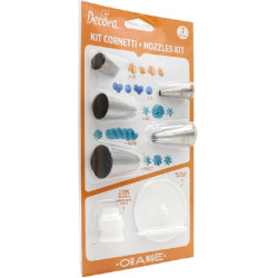 Kit Cornetti Orange Decora | 5 Bocchette + 1 Adattatore + 1 Supporto Grande | Set Completo per Fiori e Decorazioni Trendy