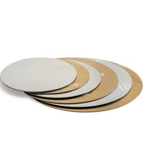 Da ø20 a ø40 cm disco sottotorta accoppiato oro e argento h0,15 cm Decora Da ø20 a ø40 cm disco sottotorta accoppiato oro e argento h0,15 cm Decora
