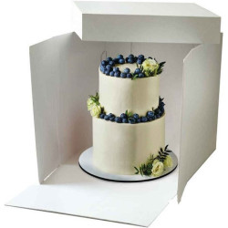 Scatola quadrata per dolci con coperchio 40,5x40,5xh40 cm in cartoncino bianco Decora
