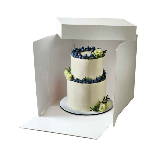 Scatola quadrata per dolci con coperchio 40,5x40,5xh40 cm in cartoncino bianco Decora