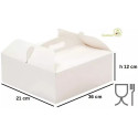 Scatola rettangolare con manico 21x36xh12 cm, per torta e dolci in cartoncino bianco per alimenti da Decora