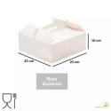 Scatola quadrata 23x23xh10 cm con manico per torta e dolci in cartoncino bianco uso alimentare Decora