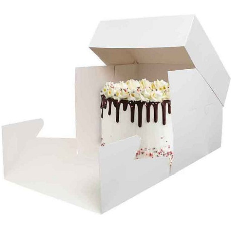 Da 26,5 a 50,5 cm scatola quadrata per torte alte da 15 a 50 cm con coperchio in cartoncino bianco Decora Da 26,5 a 50,5 cm scatola quadrata per torte alte da 15 a 50 cm con coperchio in cartoncino bianco Decora